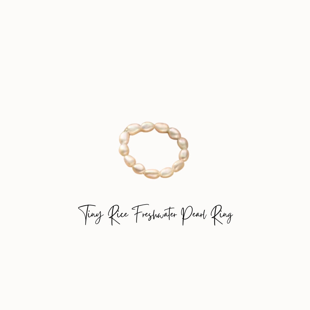 Rice Pearl Beaded Ring (18K gold plated)