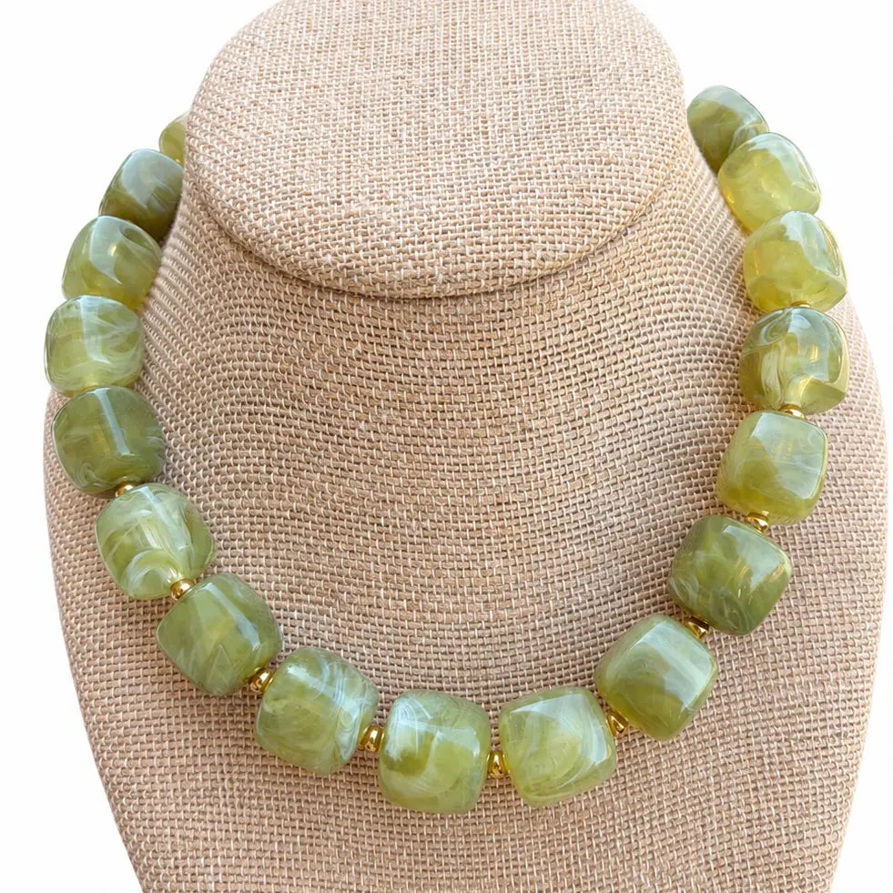 Olive Cube Necklace