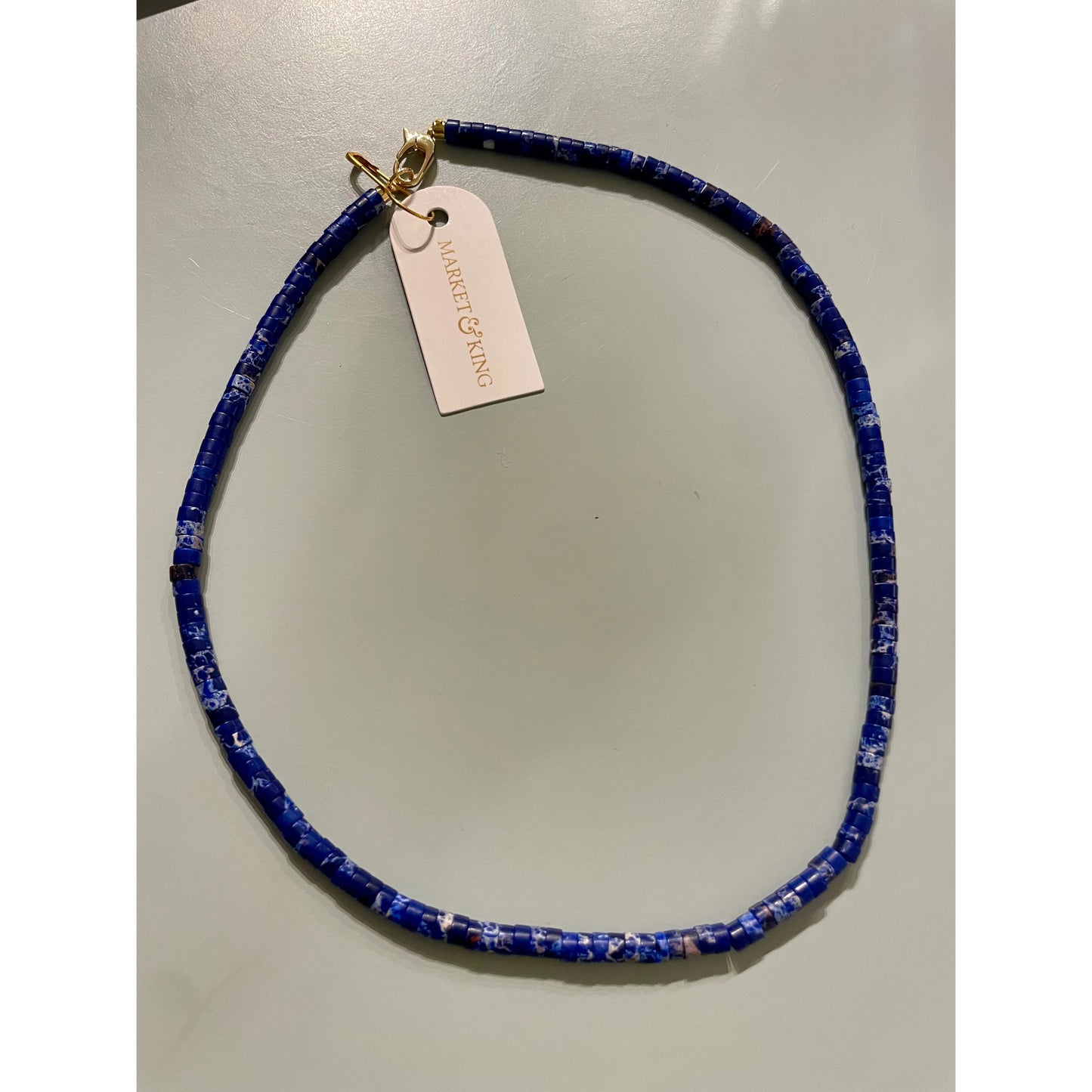 Sullivan Heishi Gemstone Necklace | Dark Blue Jasper