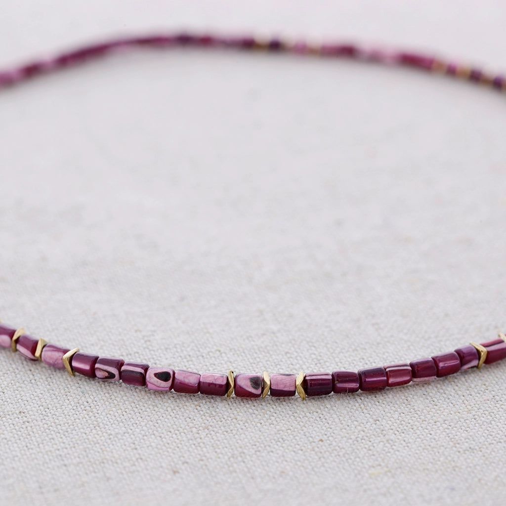 Nacar Beaded Necklace (purple)