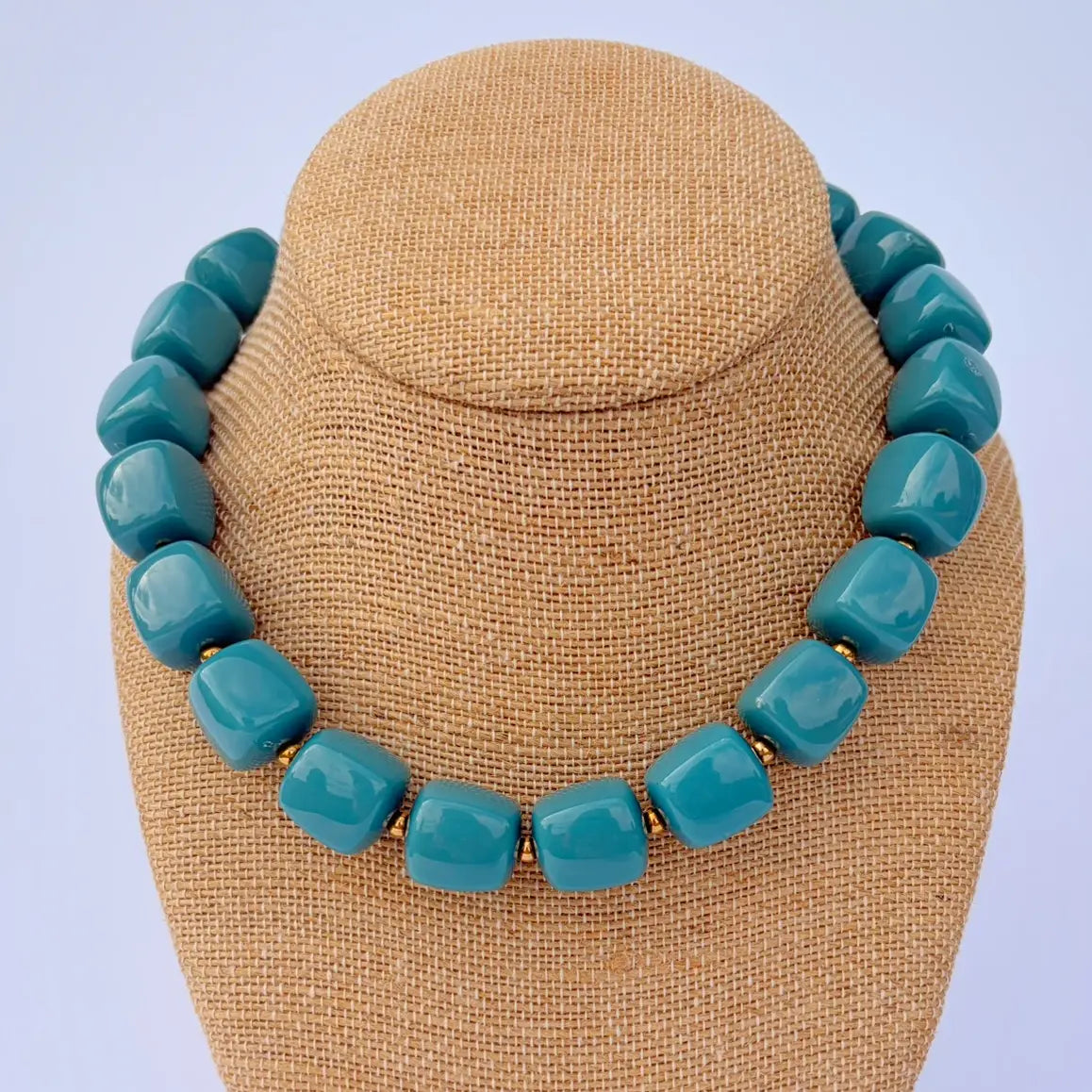 Teal Cube Necklace