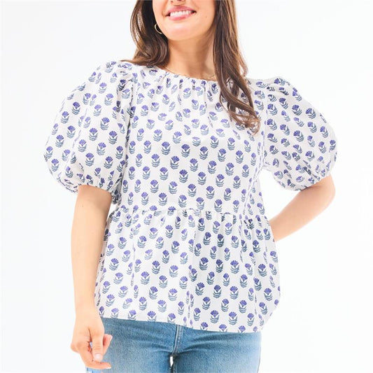 Nina Top (Navy Floral)