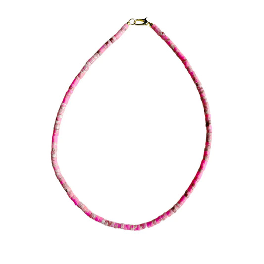 Sullivan Heishi Gemstone Necklace | pink