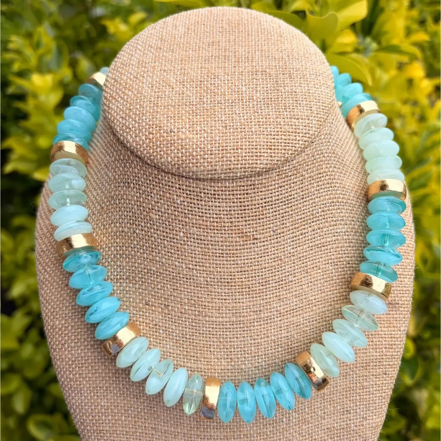 mint beaded necklace