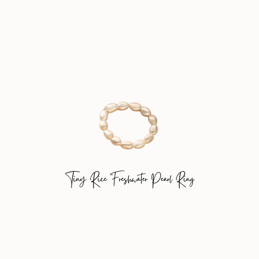 Rice Pearl Beaded Ring (18K gold plated)