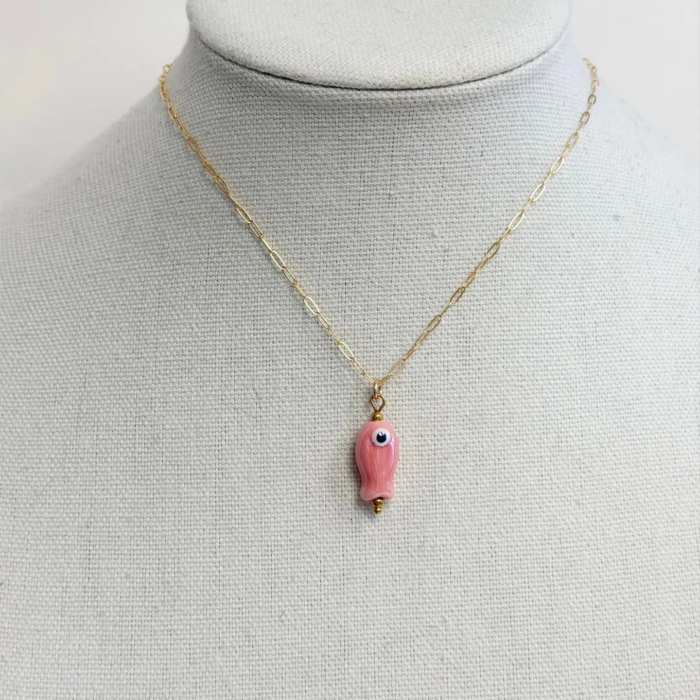 Chubby Fish Necklace (pink)