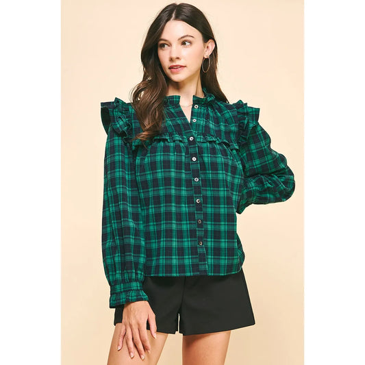 Andrea Plaid Top