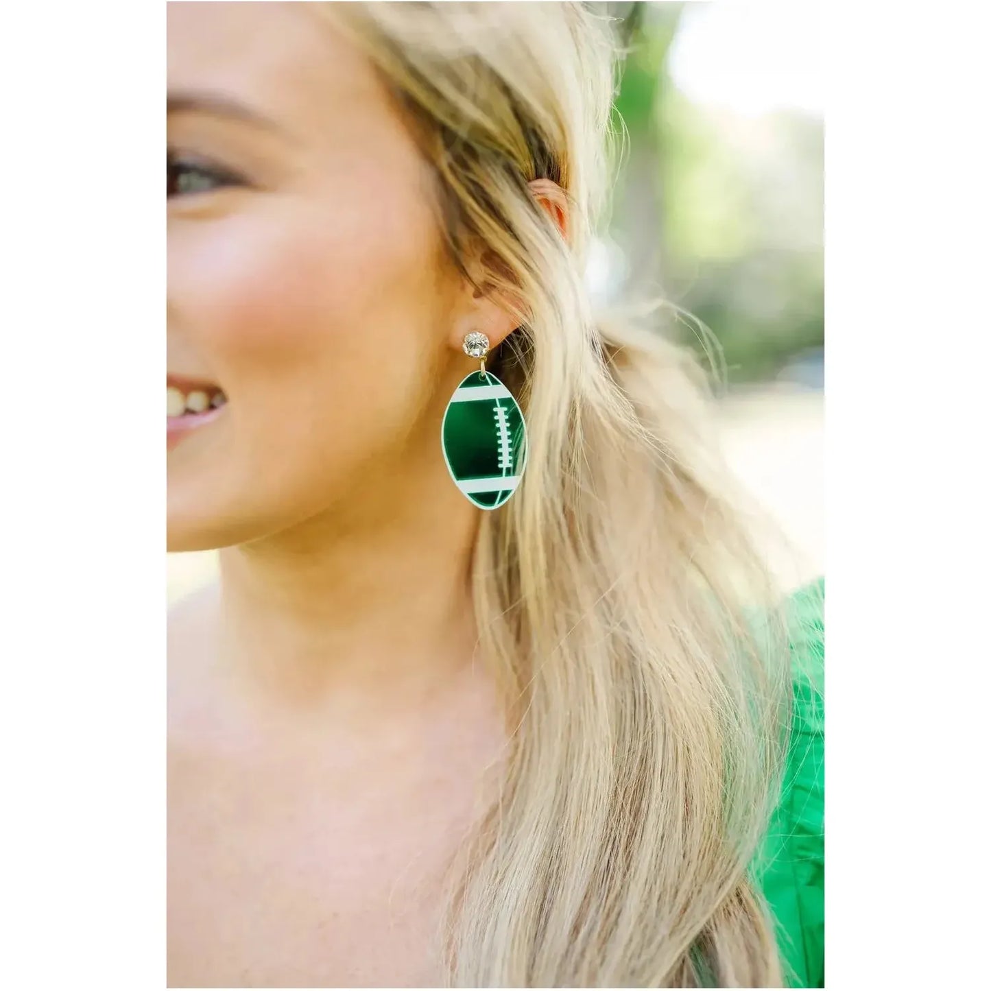Football Earrings (green and white)