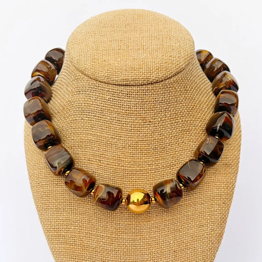 Brown Cube Necklace