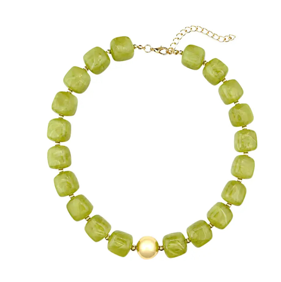 Preston Beaded Necklace (Chartreuse)
