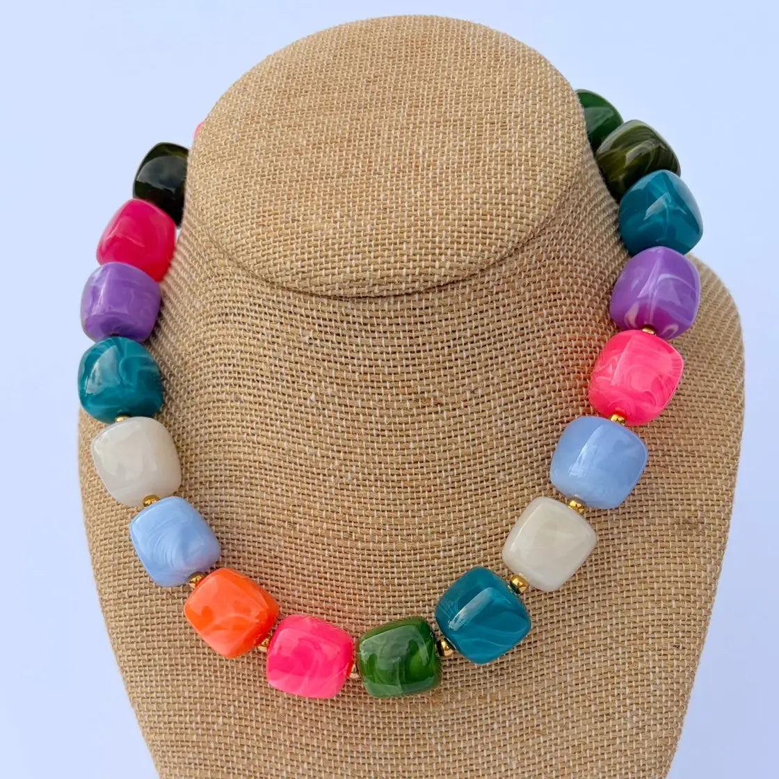Mixed Cube Bead Necklace