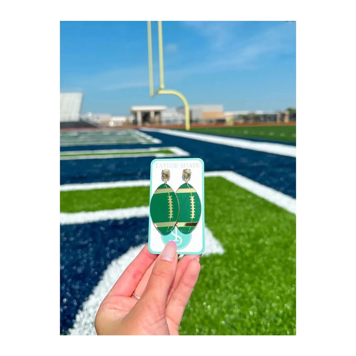 Football Earrings (green and gold)