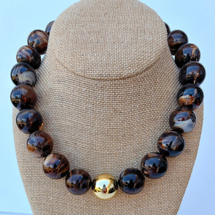 Brown Gold Bauble Necklace