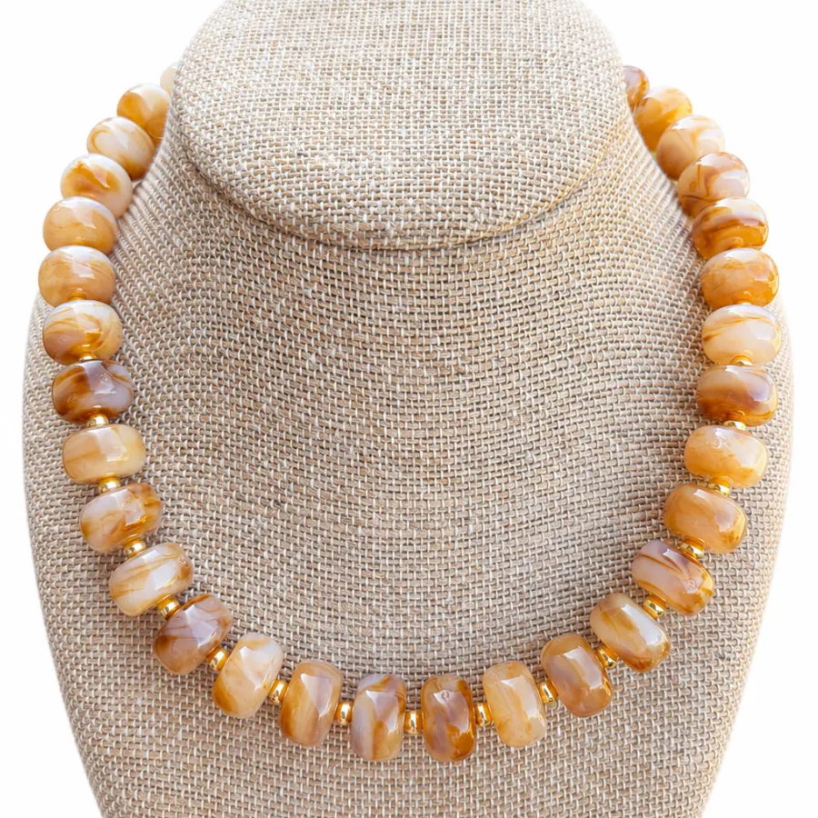 CaramelRoundBeadedNecklace-TheKatieKollective