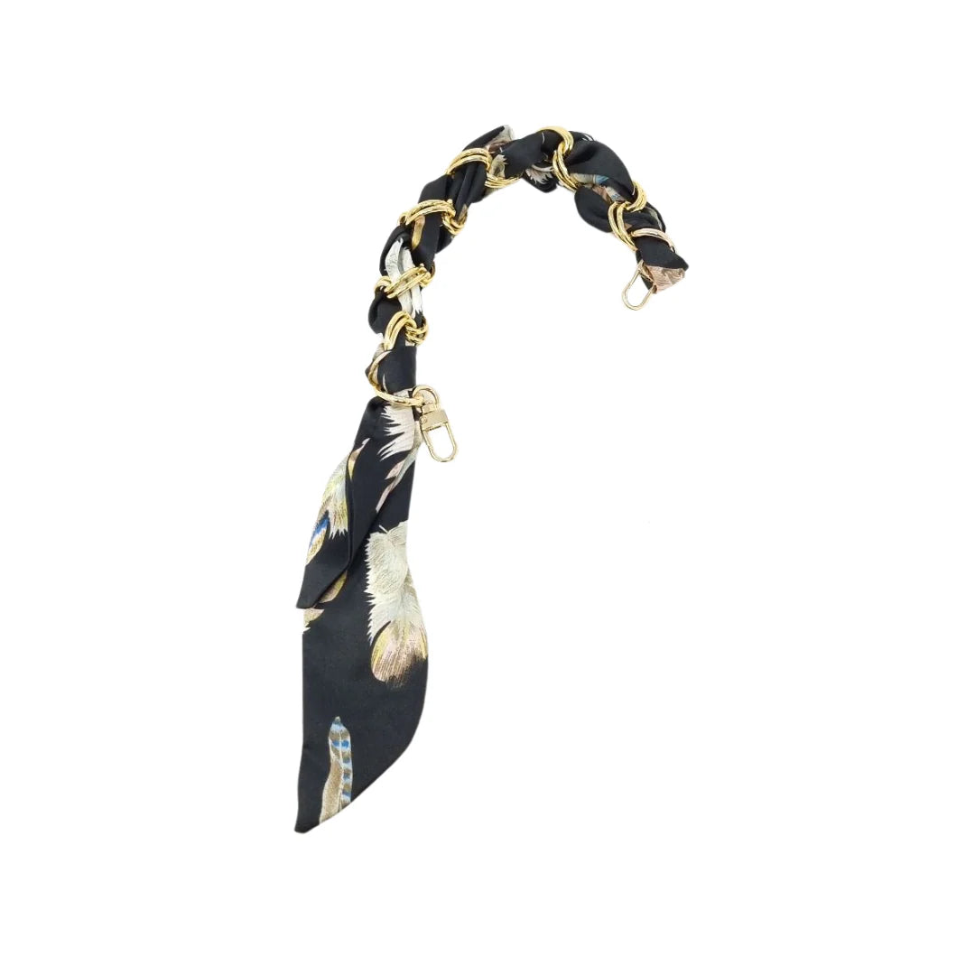 Scarf Chain: black feather