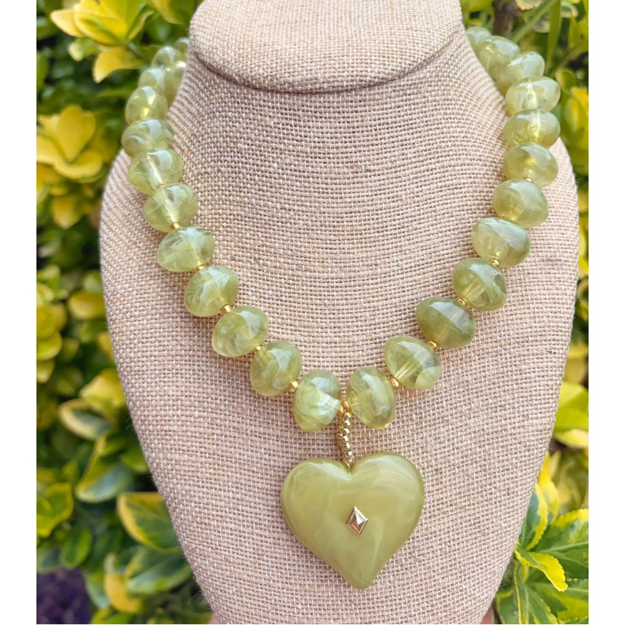 Green Heart Necklace-The Katie Kollective
