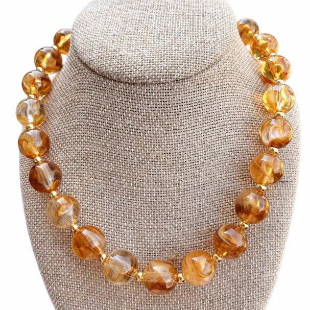 Honey Marbled Beaded Necklace