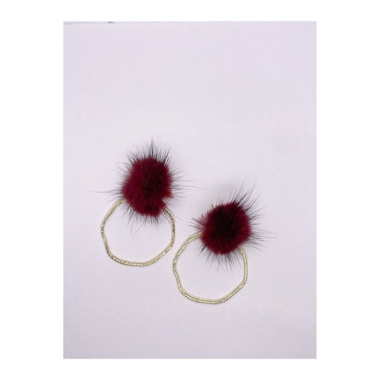 Game Day Puff Earrings - Maroon