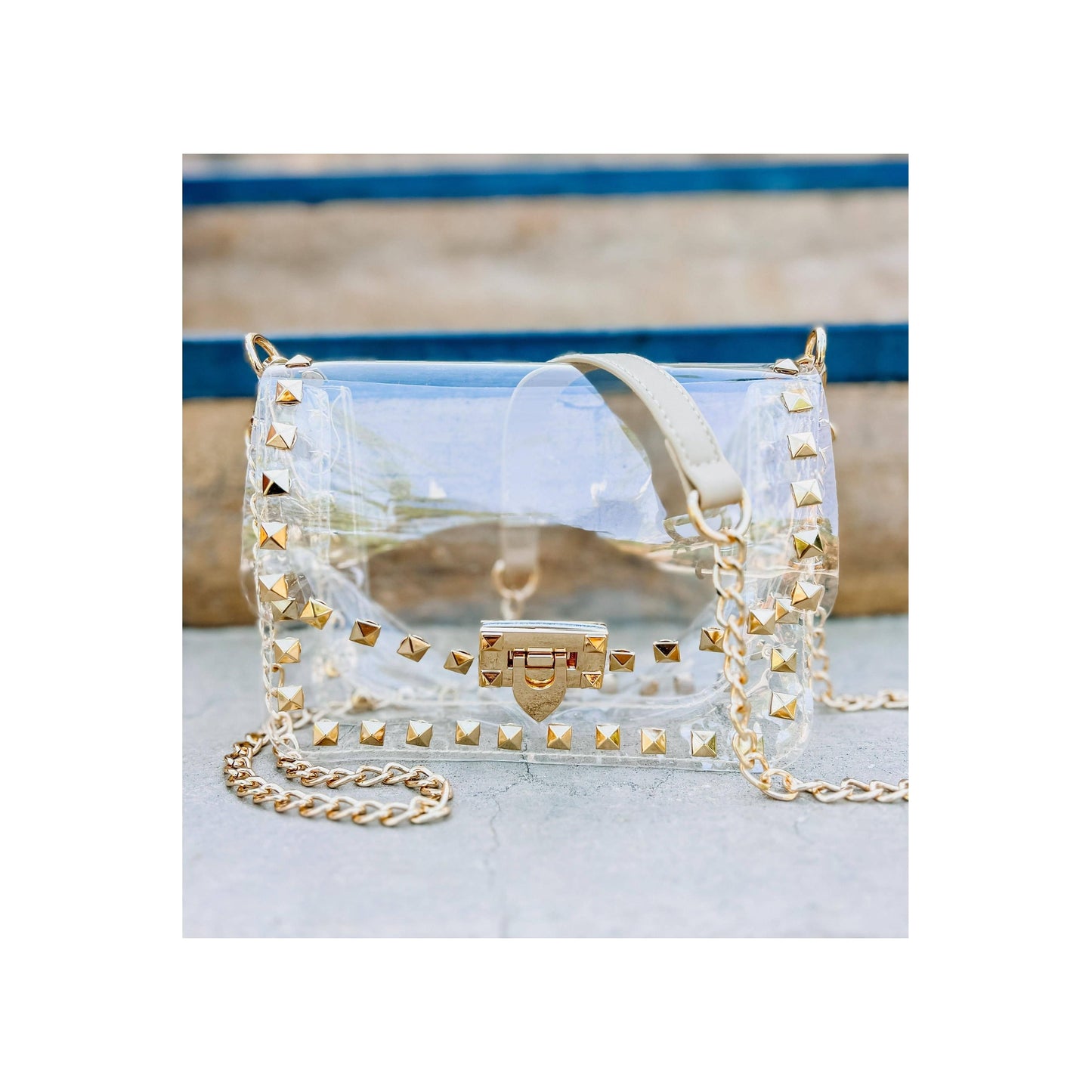 Camila Clear Crossbody with Studs GOLD