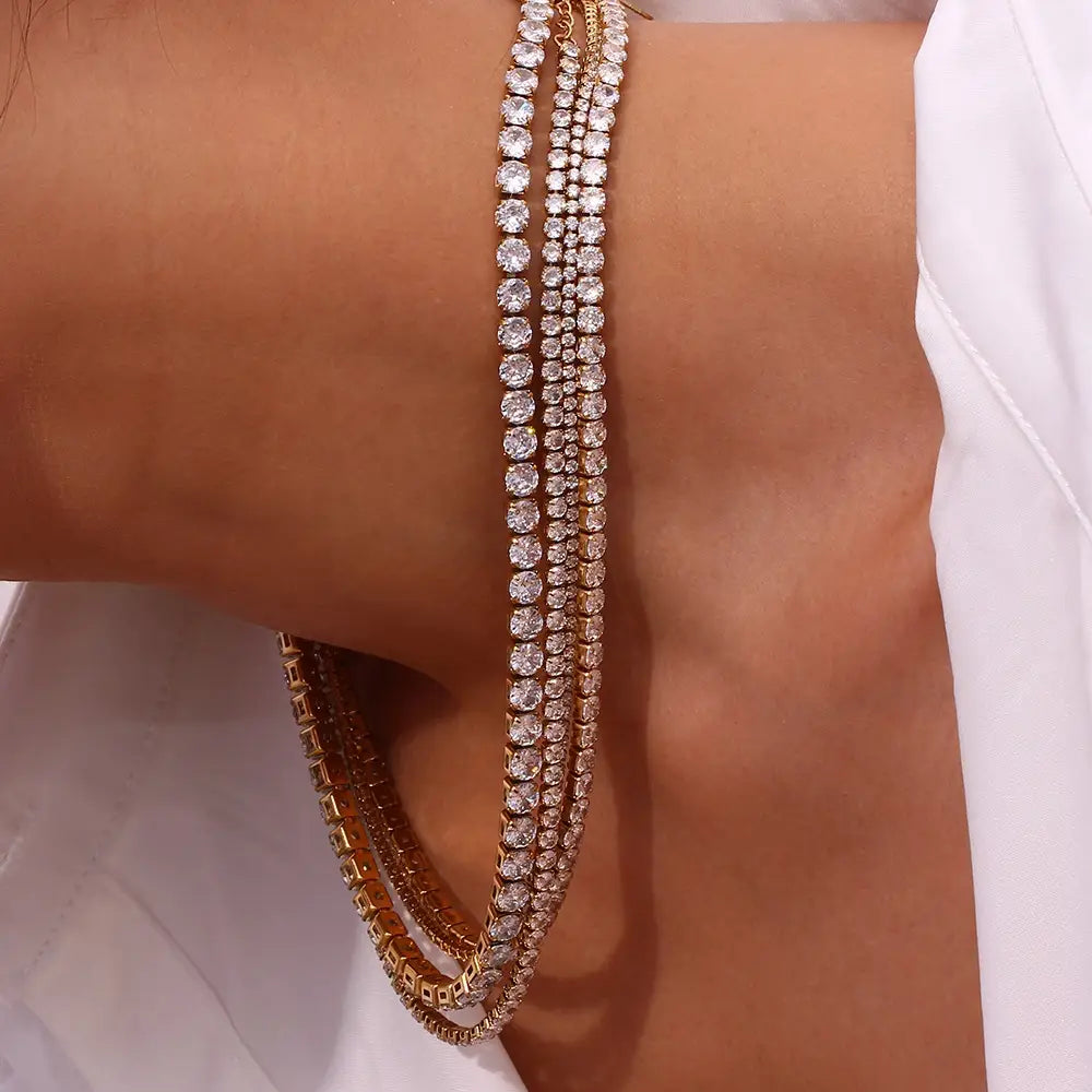 Rhinestone Tennis Necklace (2mm)