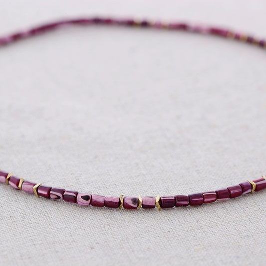 Nacar Beaded Necklace (purple)