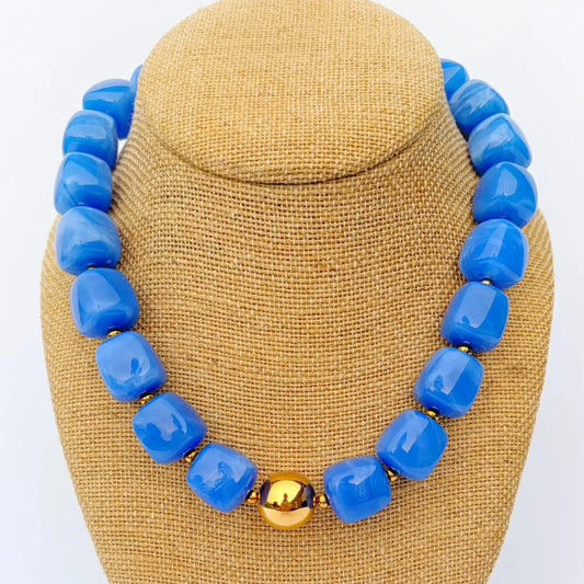 Blue Cube Necklace