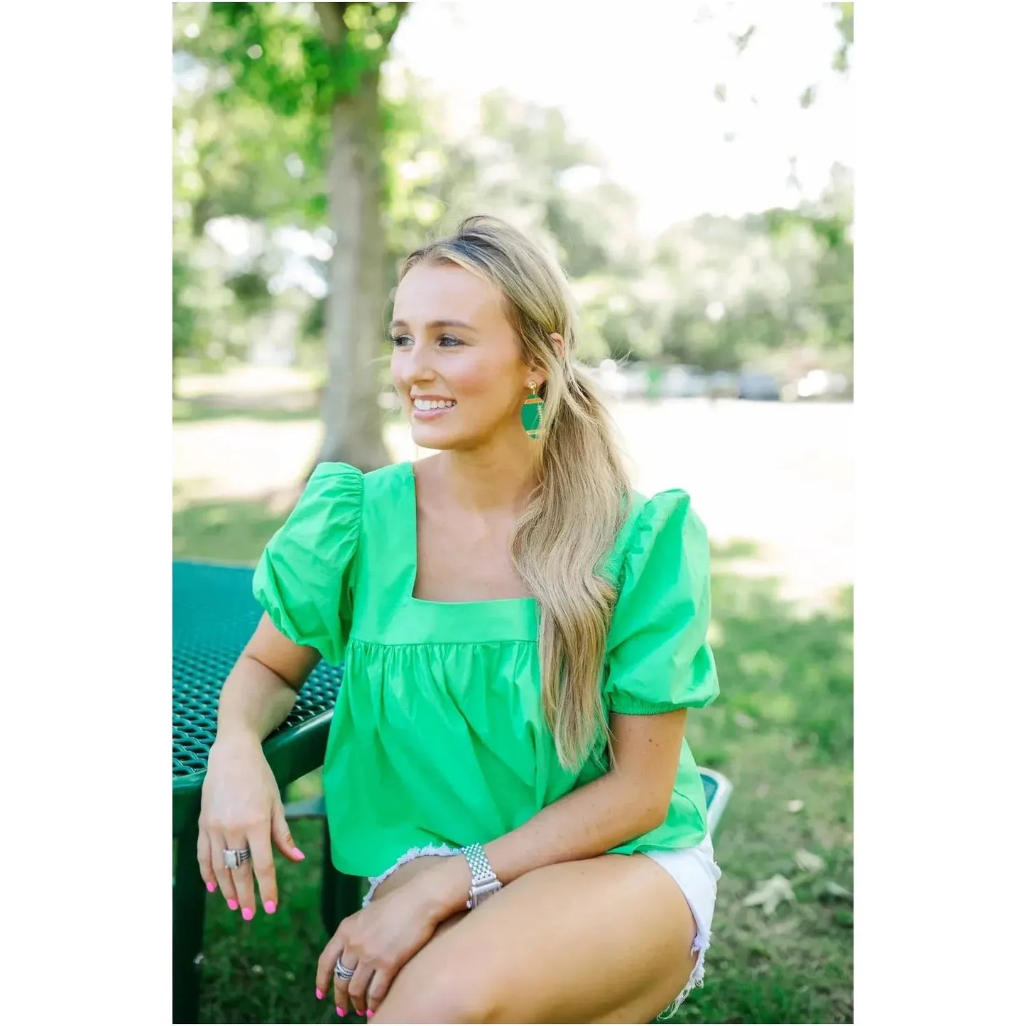Football Earrings (green and gold)