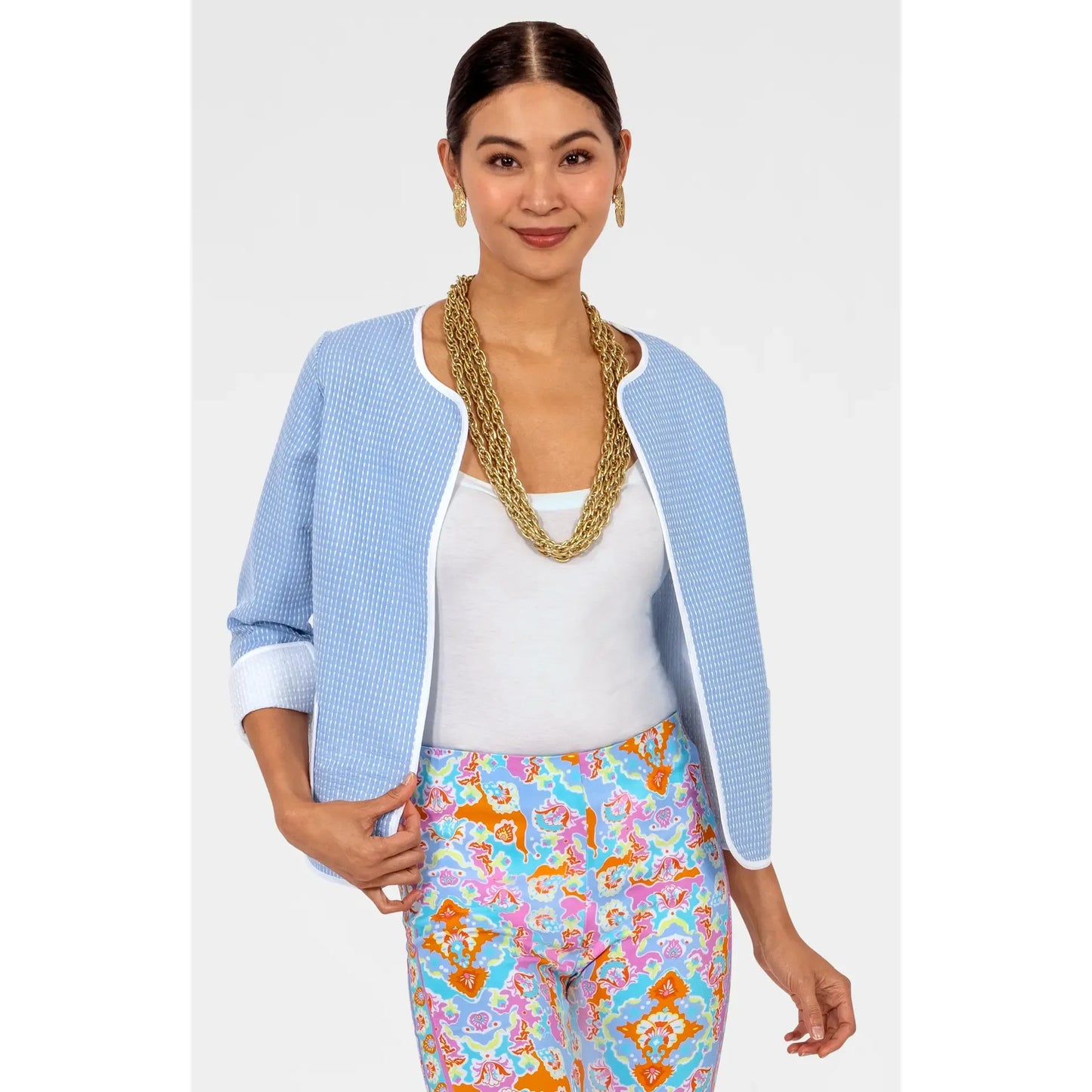 Trapunto Embroidered Jacket (blue)