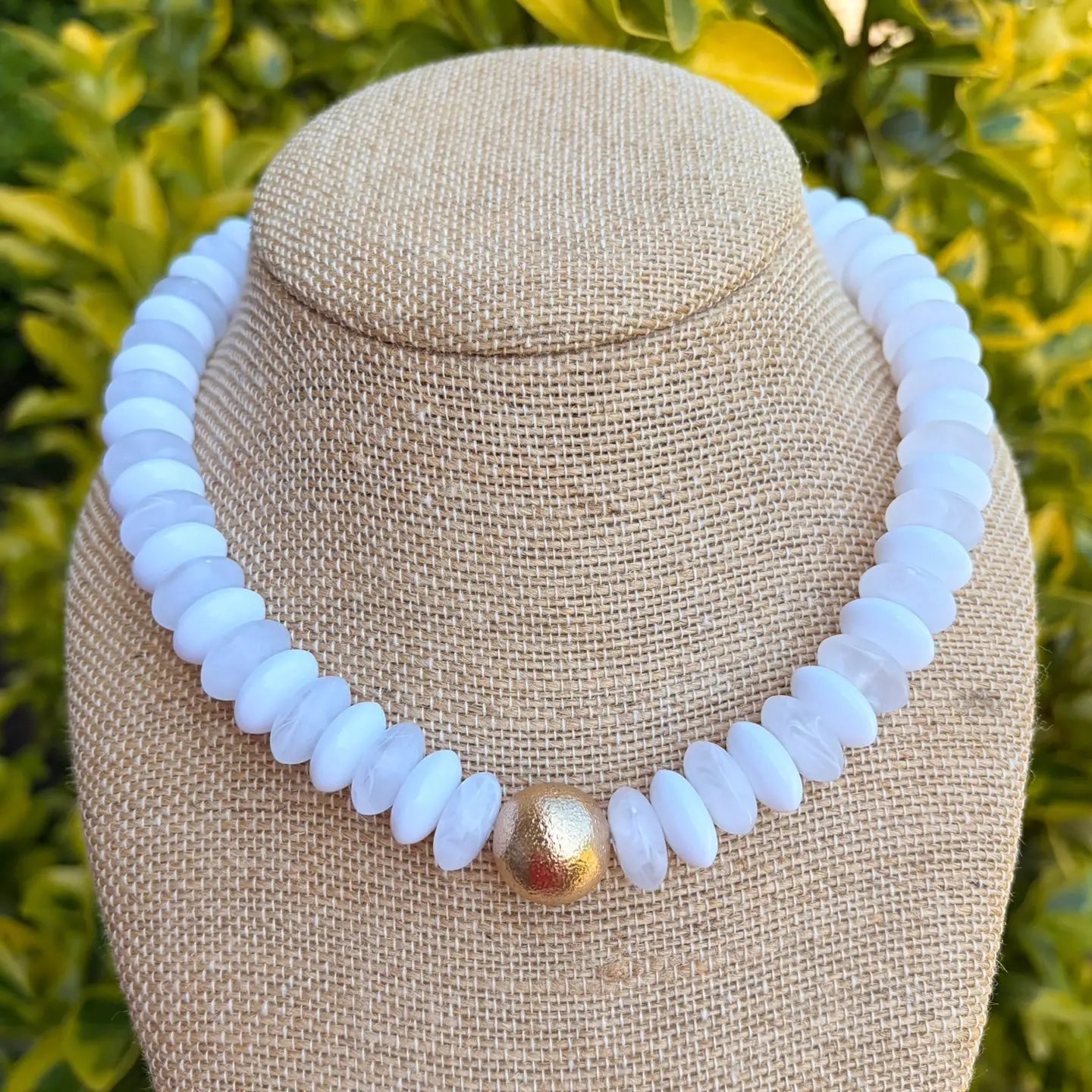 White Rondelle Necklace