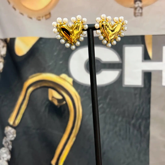Pearl Heart Earrings