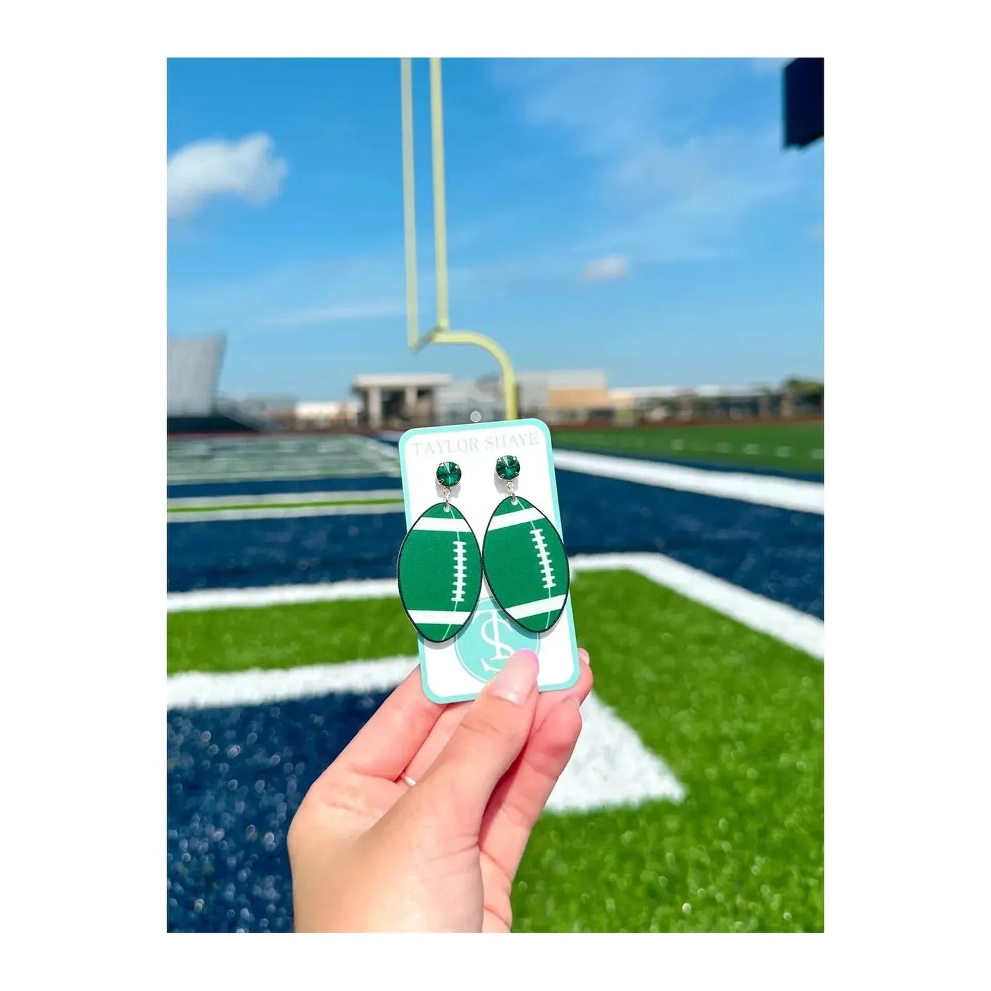 Football Earrings (green and white)