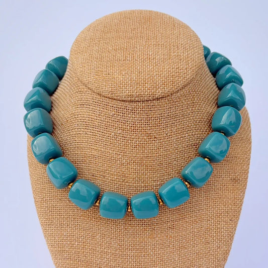 Teal Cube Necklace