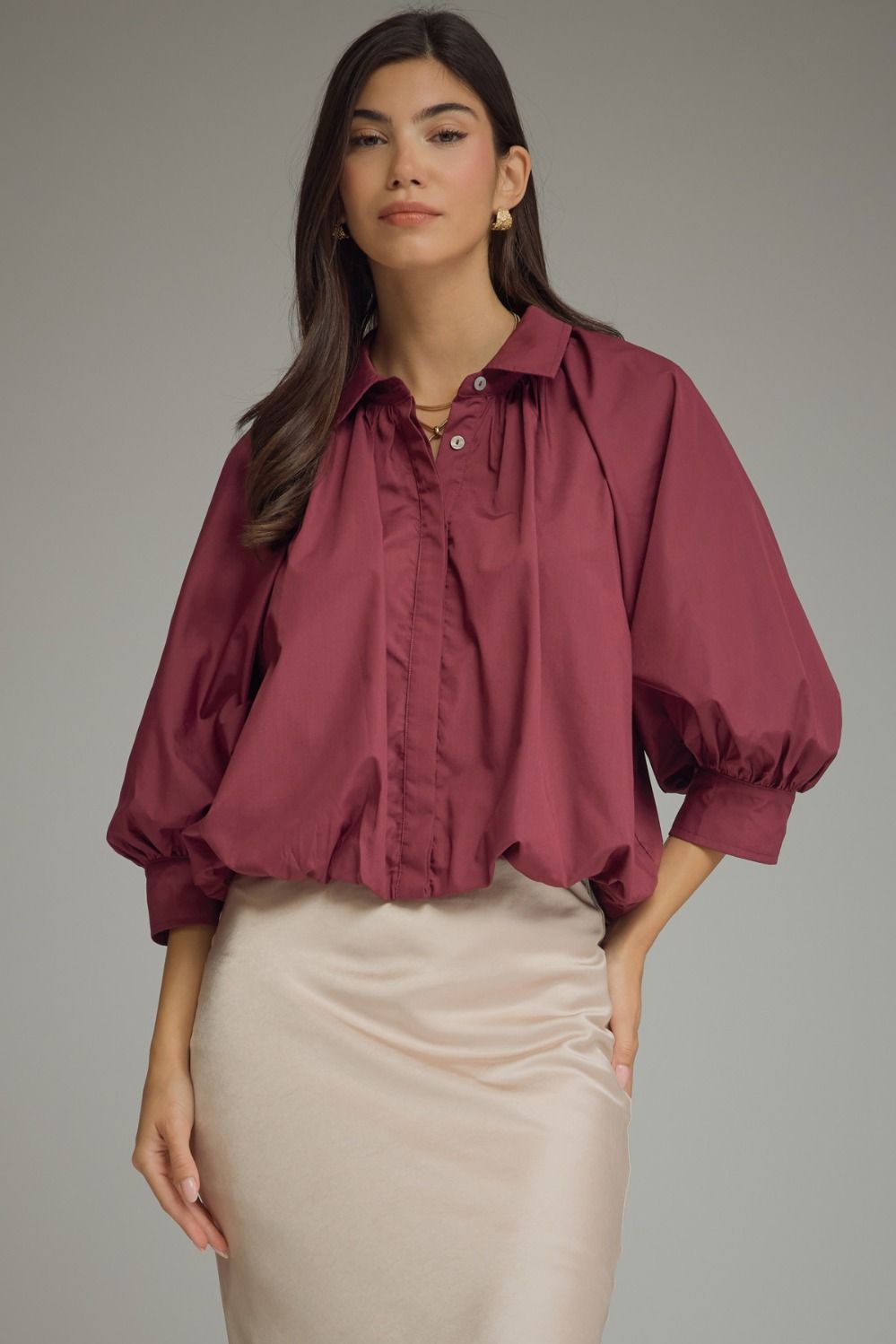 Maren Button Down (merlot)