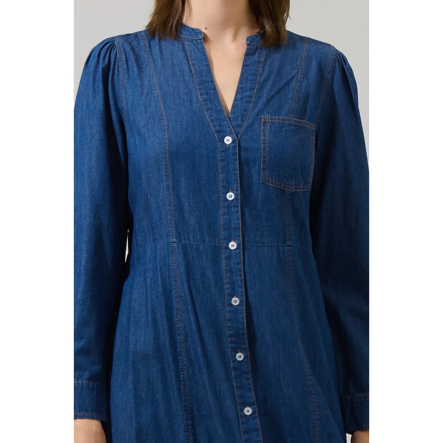 Skylah Denim Tiered Midi Dress
