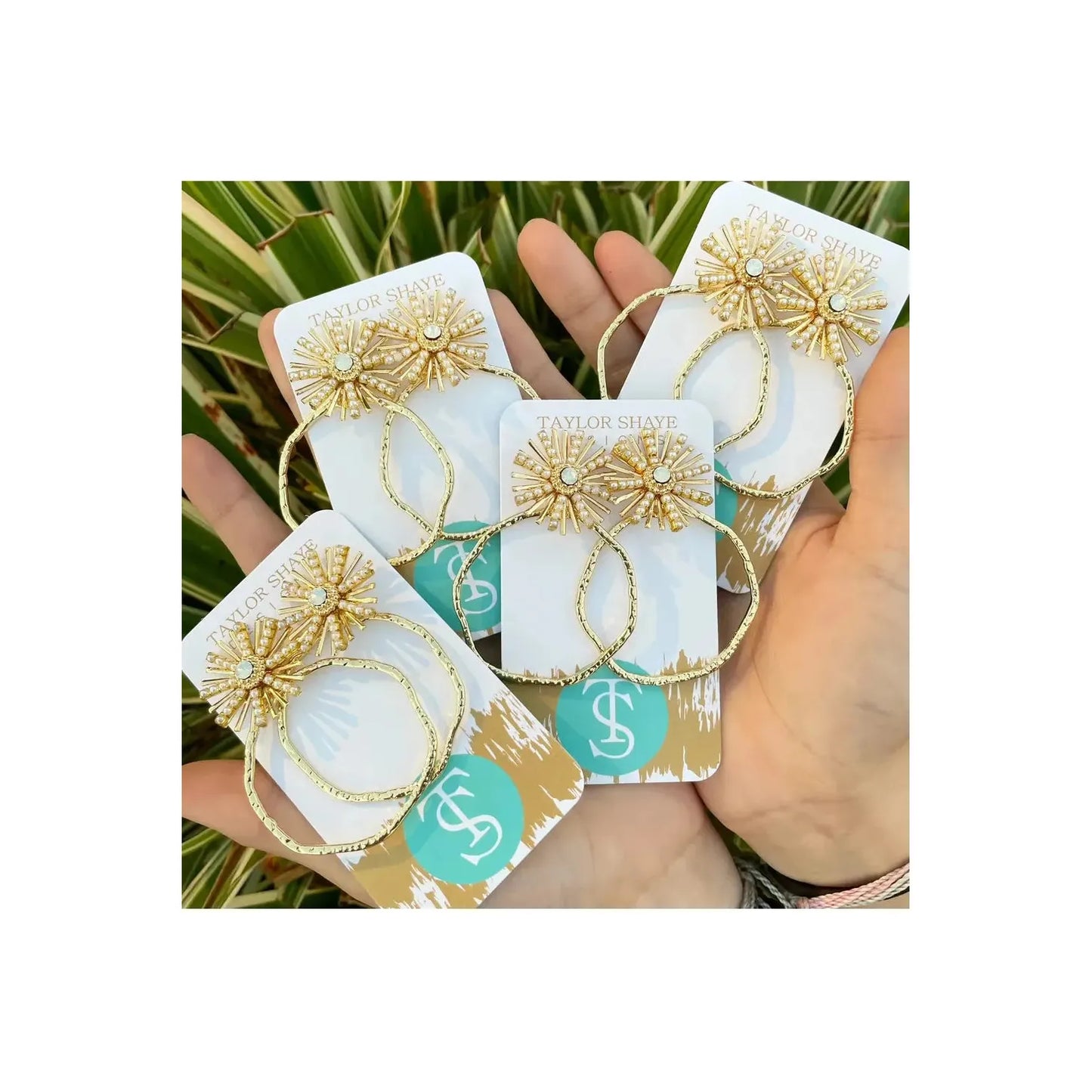 Opal Sunburst Hoops