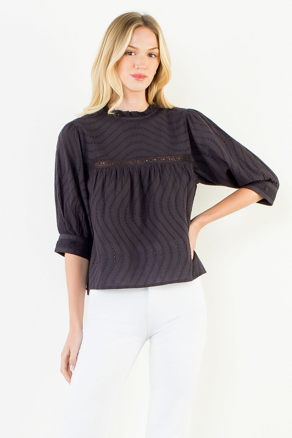 Milana Blouse (black/indigo)