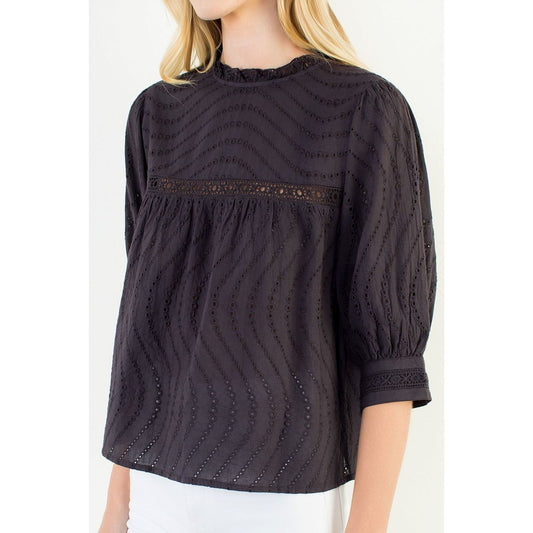 Milana Blouse (black/indigo)