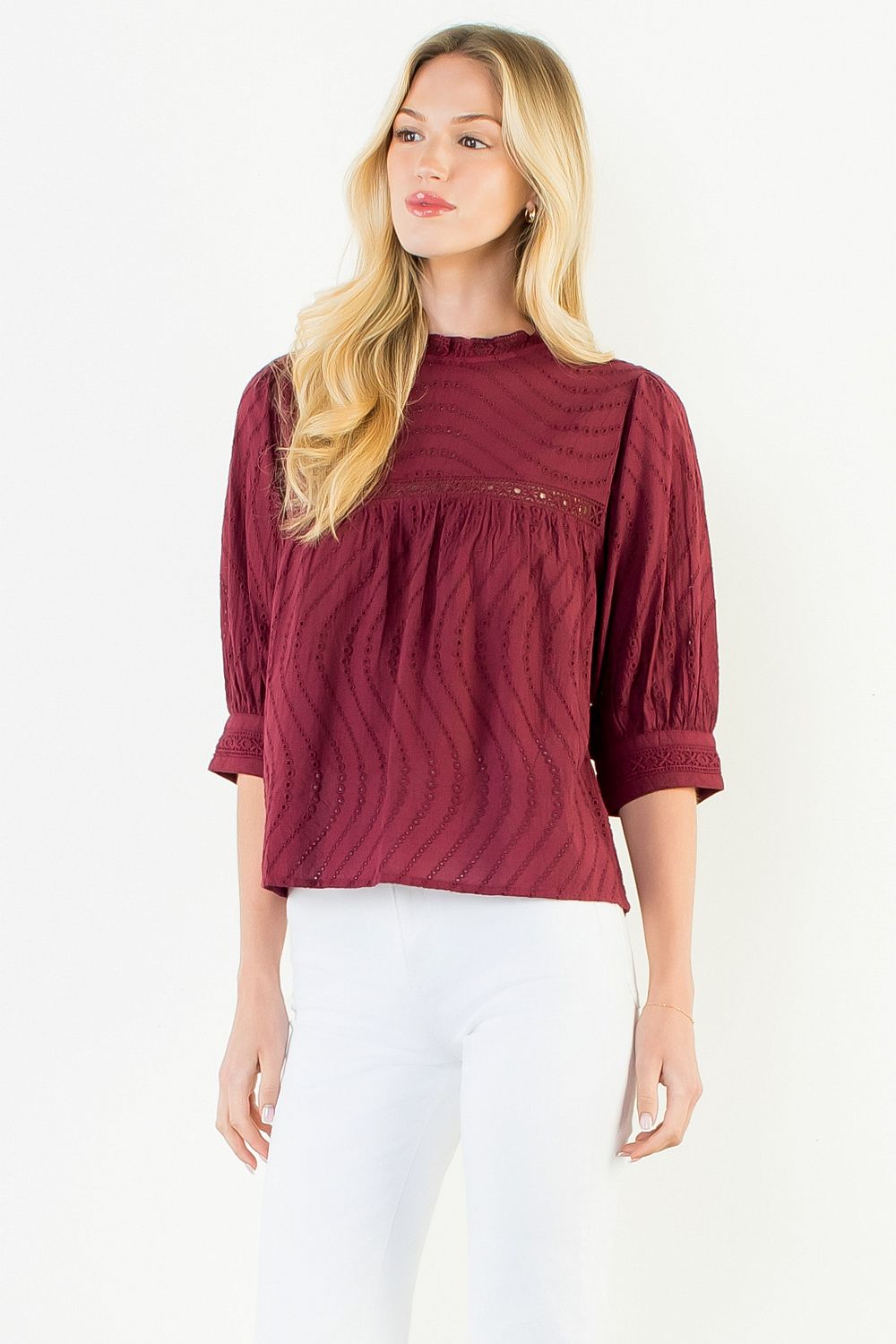 Milana Blouse (burgundy)
