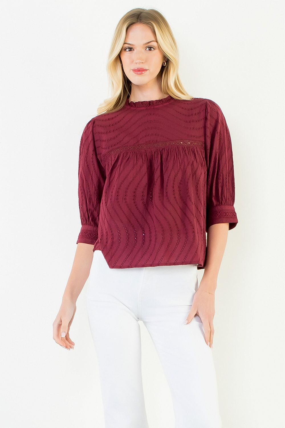 Milana Blouse (burgundy)